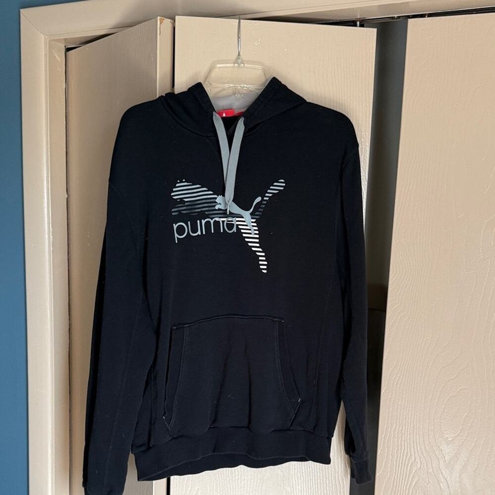 Puma Black and Gray Hoodie with Iconic Logo